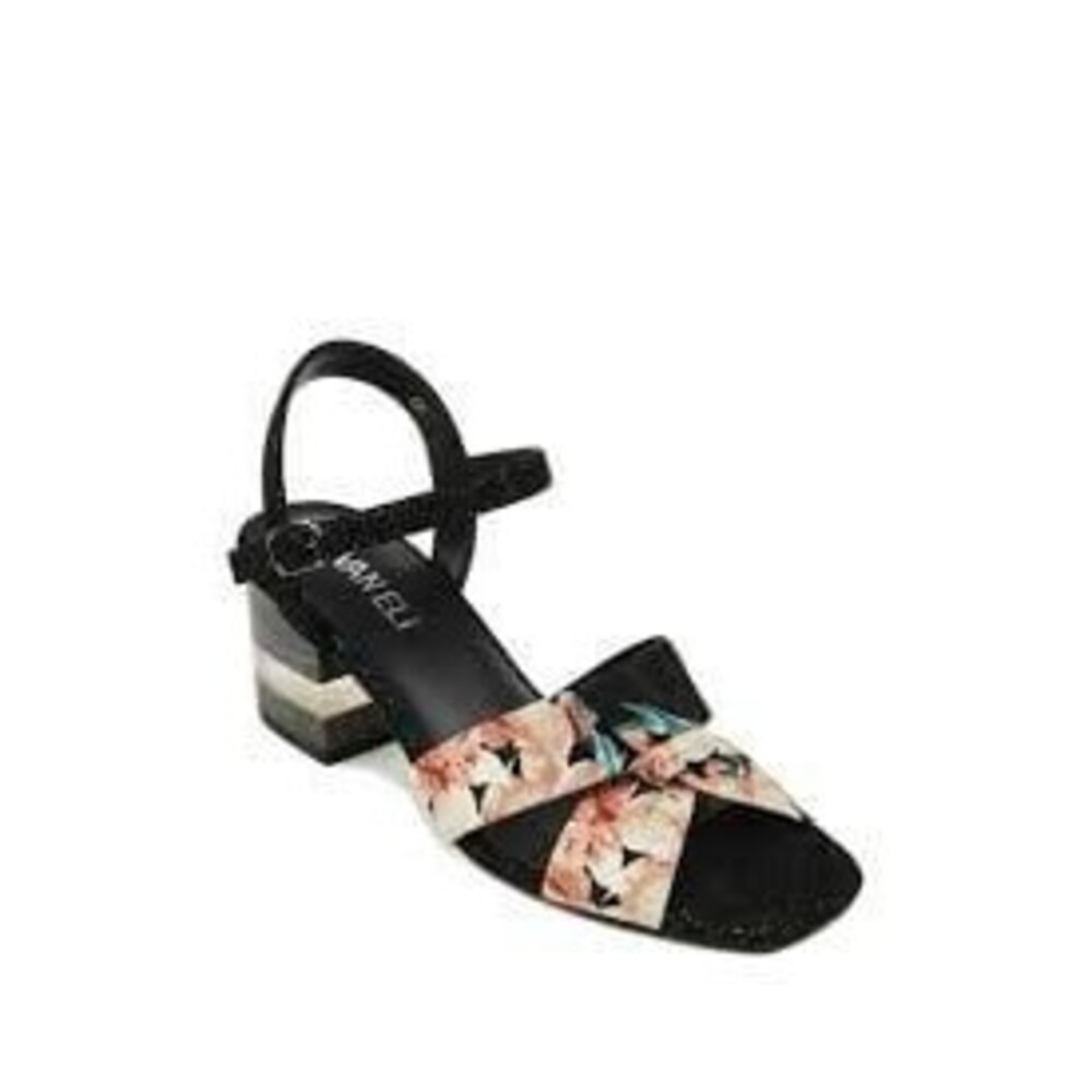 VANELI size 8.5N Liko Block Heels Sandal In Black/multi Flower shoes narrow - Picture 2 of 7